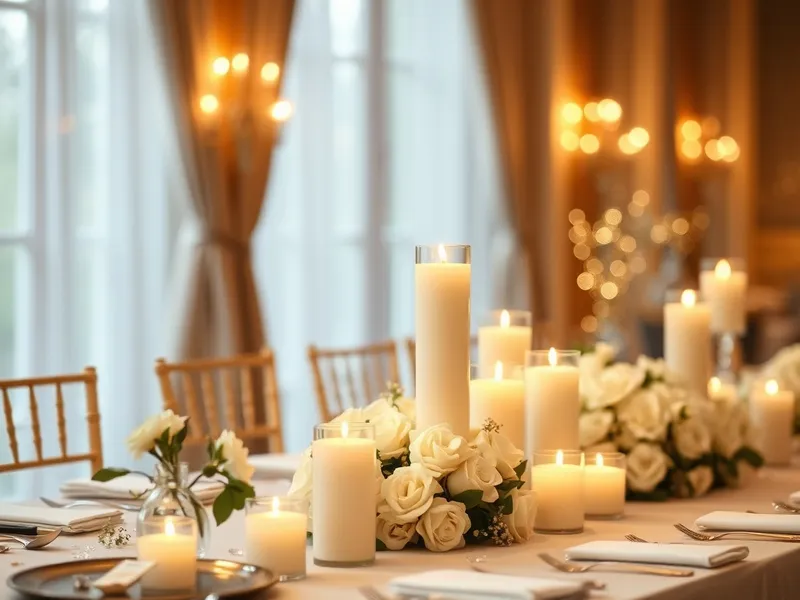 Lot bougie mariage ivoire pilier crème, grossiste événementiel